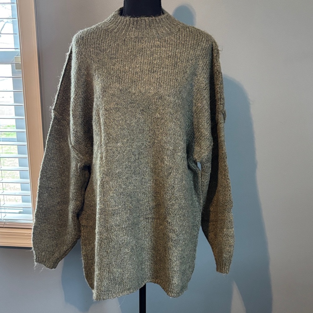 Relaxed Olive Green Knit Cardigan Sweater